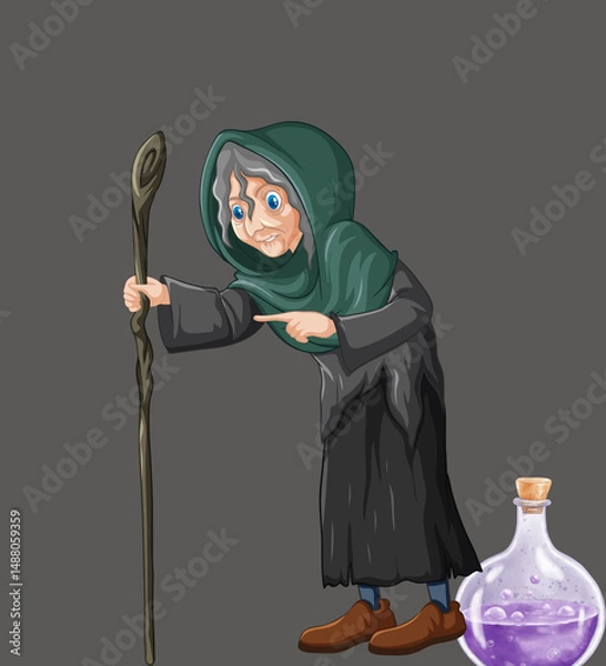 Fototapeta an old granny is a witch