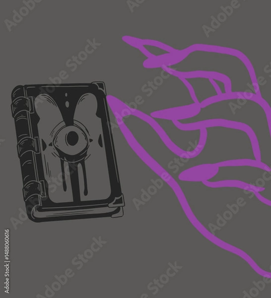 Fototapeta a shadowy hand that wants to take a book 