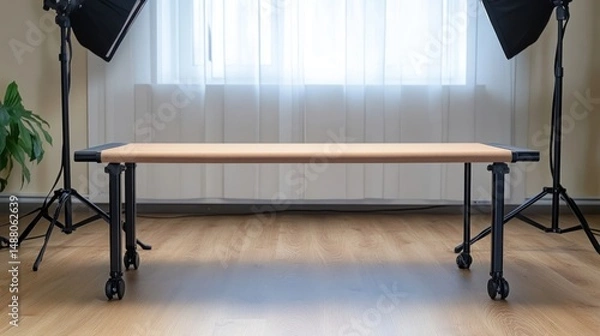Obraz Studio Photography Folding Table on Wheels,  Versatile and Portable for Product Photography