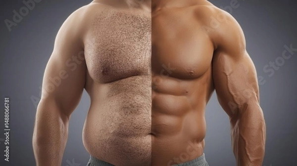 Obraz Fitness transformation body comparison image