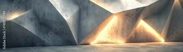 Obraz Abstract interior design with geometric concrete structure