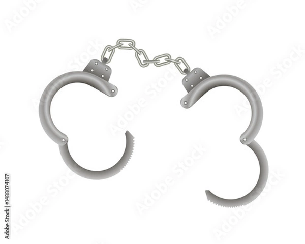 Obraz Vector drawing, handcuffs, black and white icon, silhouette.

