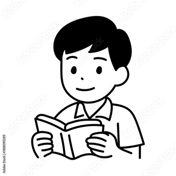 Obraz student boy Avatar people human school cartoon read a book and study