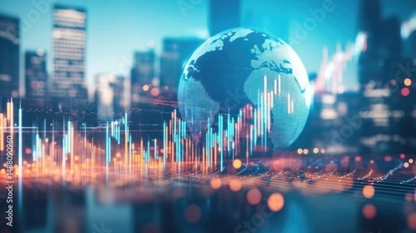 Obraz Global Market Trends: A Visual Representation of Worldwide Financial Dynamics