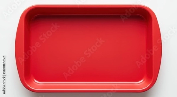 Fototapeta Empty Red Serving Tray, Minimalist Kitchenware