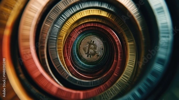Obraz Bitcoin Spiral: A Digital Currency Vortex