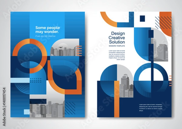 Fototapeta Template vector design for Brochure, AnnualReport, Magazine, Poster, Corporate Presentation, Portfolio, Flyer, infographic, layout modern size A4, Front and back, Easy to use and edit.
