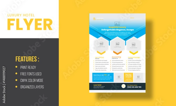 Fototapeta Elegant Luxury Hotel Flyer Template for Premium Hospitality Promotion
