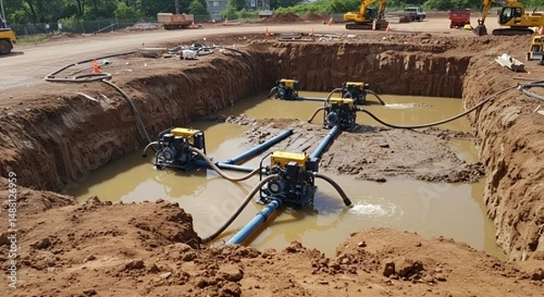 Obraz Construction Site Dewatering: Pumps in Action