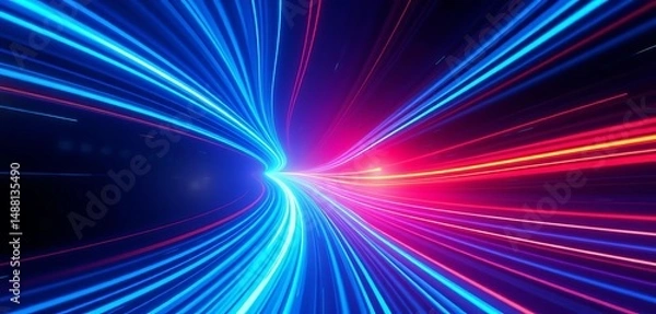 Fototapeta Abstract blue glowing lines, dynamic speed effect, dynamic, element