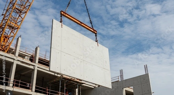 Obraz Construction Site: Concrete Panel Installation