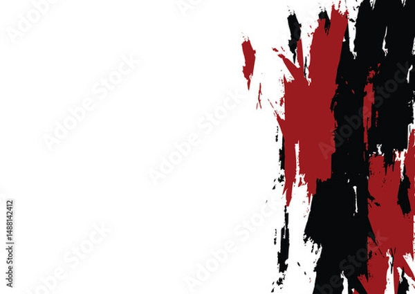 Fototapeta Abstract Vector Black and Red Grunge Brush Stroke Texture Background. illustration vector design.