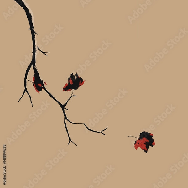 Obraz illustration of leaf falling from a tree, autumnal concept