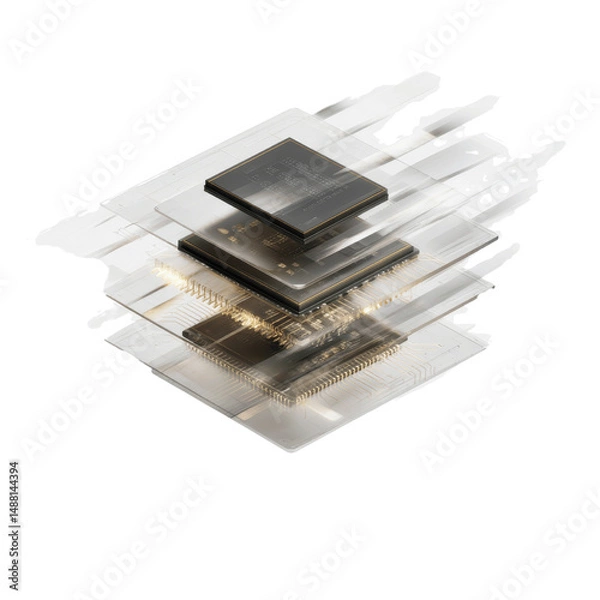 Obraz Layered Microchips Advanced Technology and Innovation