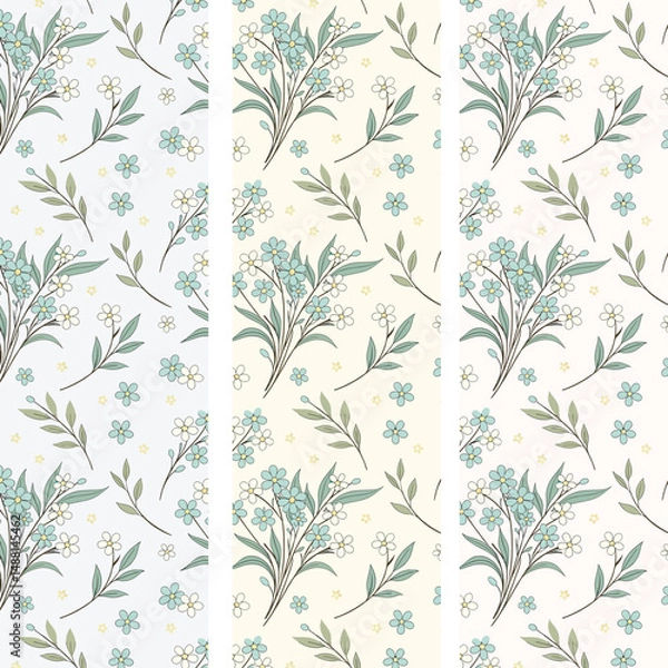 Fototapeta Seamless Simple Turquoise Daisy Polka Repeat Pattern