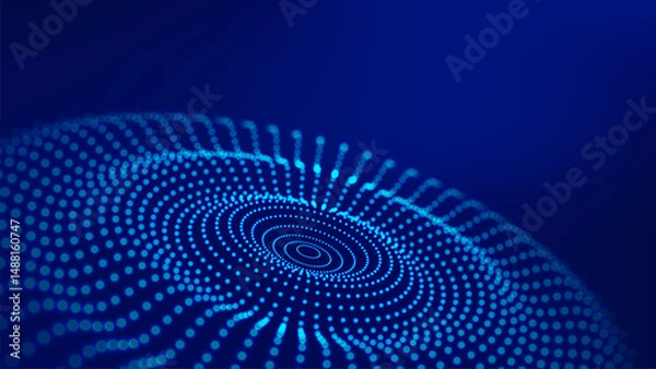 Obraz Abstract vector wave with interweaving lines and dots. Digital technologies - big data research.