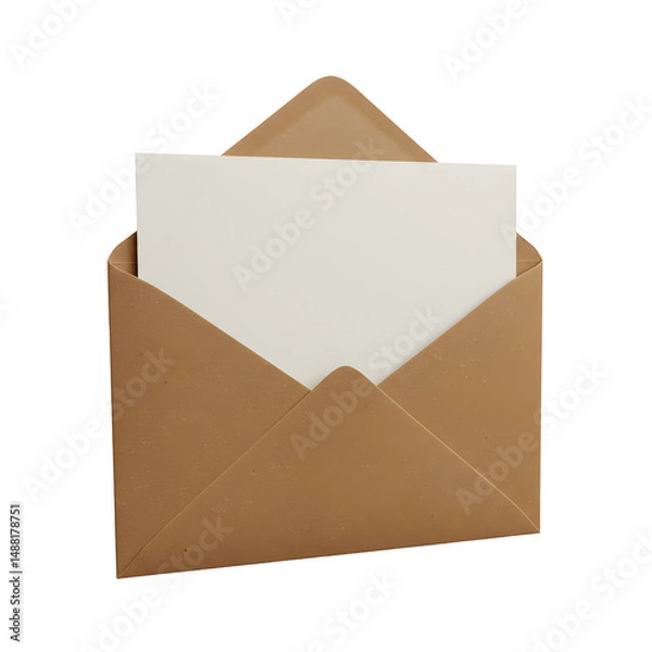 Fototapeta 温かい茶色の封筒、空っぽの白い便箋。静かな期待感。