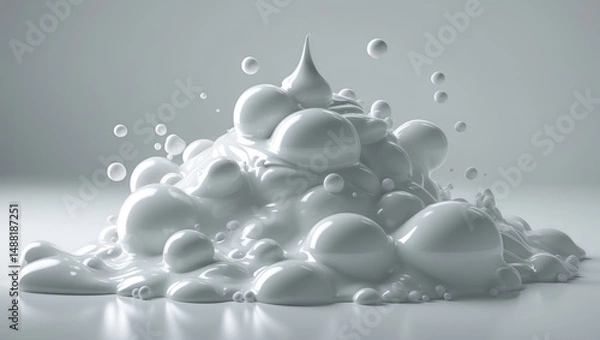 Fototapeta Whipping soft bubble mousse styling foam