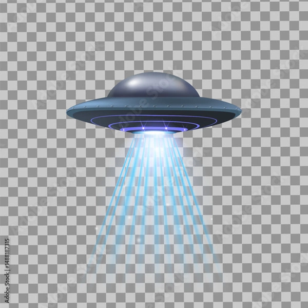 Obraz Ufo flying spaceship isolated on white photo-realistic illustration
