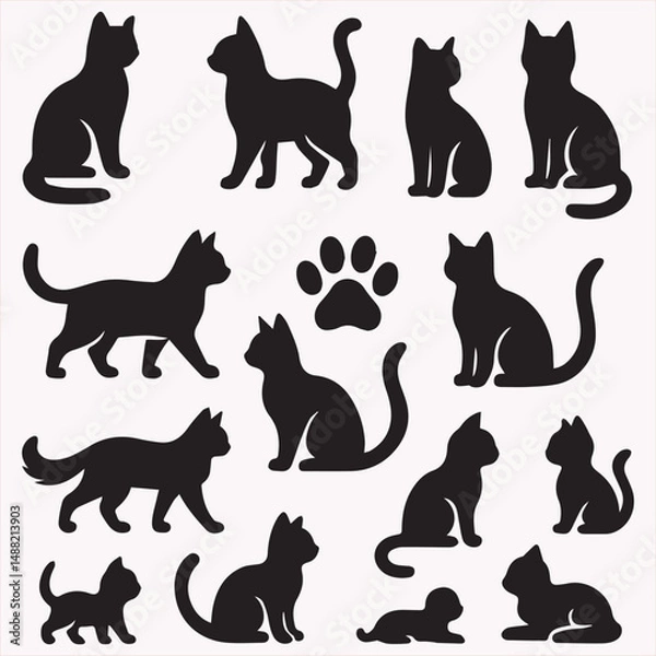 Obraz A set of cat silhouettes