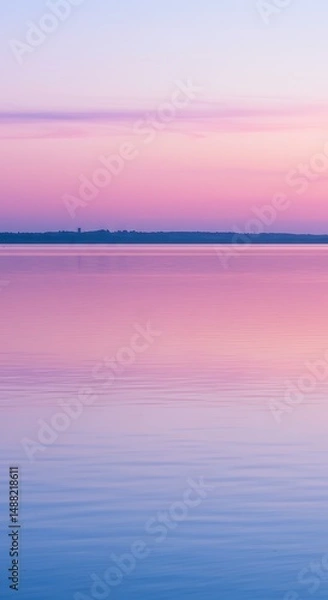 Obraz Calm Water Surface Reflecting Evening Sky at Sundown Landscape