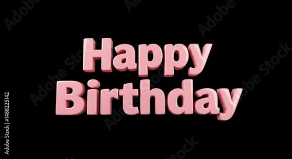 Fototapeta Happy Birthday text on black background