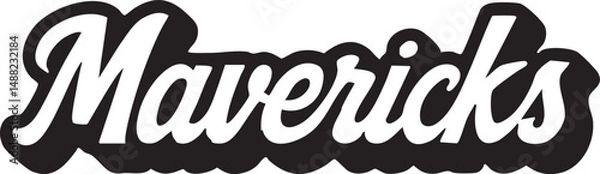 Obraz The Dallas Mavericks logo is displayed, featuring bold white letters with a striking black drop shadow, conveying a sense of strength and athleticism
