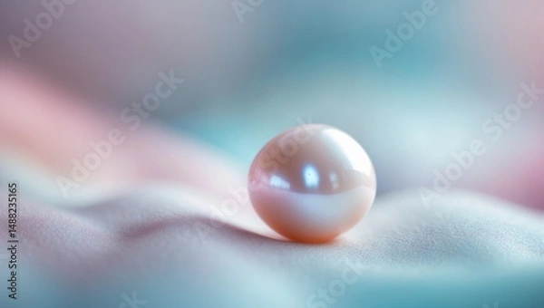 Fototapeta Macro Shot of Pearls Featuring Iridescence and Elegant Watercolor Texture