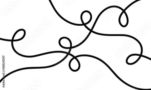 Fototapeta black curly line background design art.