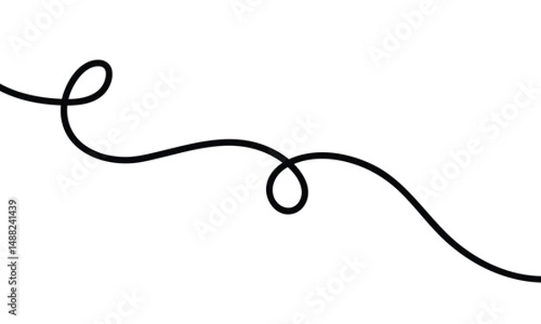Fototapeta black curly line design art.