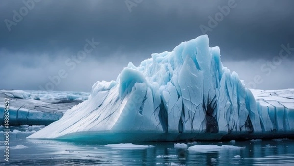 Fototapeta Fractured shelf ice in open water from a melting glacier