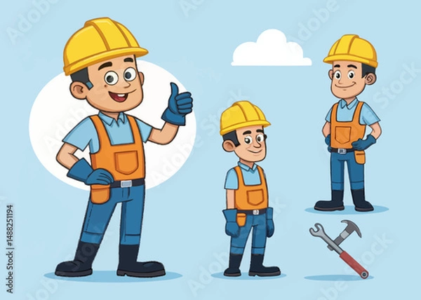 Fototapeta Character Design Set Cute Cartoon Character Illustrations