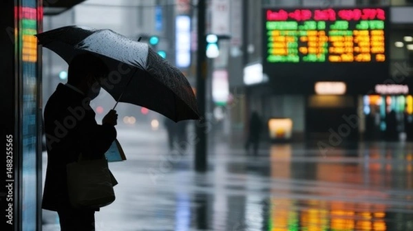 Obraz Rainy Day Commute in the City