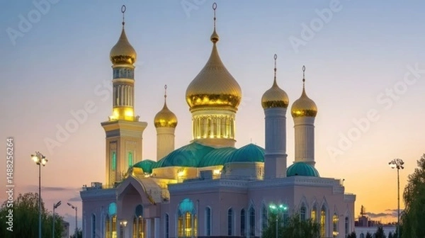 Obraz Magnificent Mosque at Dusk: A Breathtaking Architectural Masterpiece