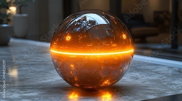 Fototapeta Intense Glow Sphere on Modern Table