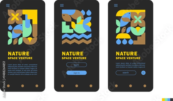 Fototapeta Nature Space Venture Geometric Mobile App Ui Screen Design 