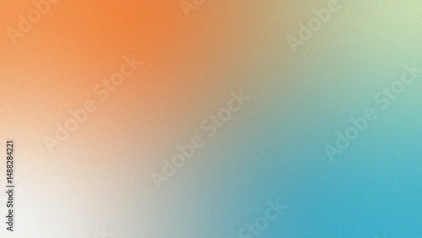 Fototapeta Abstract gradient background with noise texture in orange teal and blue hues for design