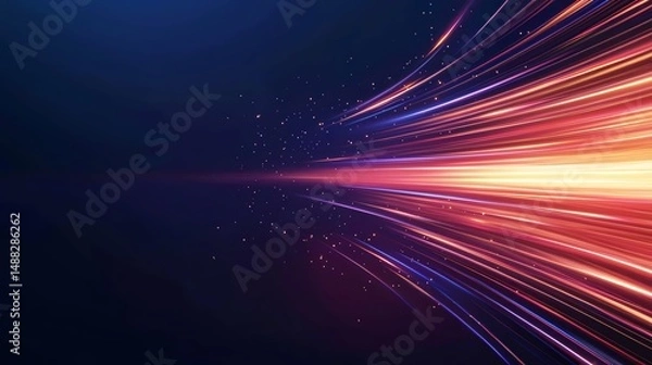 Obraz Laser optics in communication, visualizing the role of optical fibers and laser light in high-speed data transmission