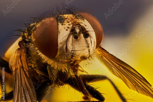 Obraz cabeza de mosca en macro extremo a 5X	