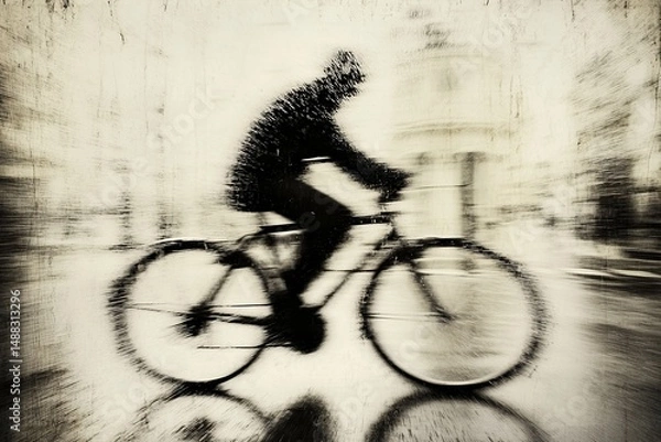 Obraz Motion blur cyclist speeding along city street