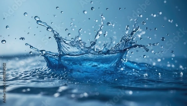 Fototapeta Macro Shot of Blue Water Splash and Bubbles