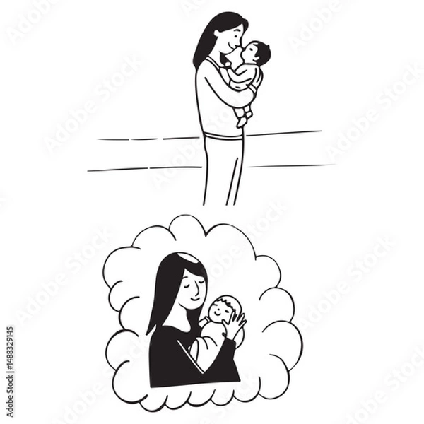 Fototapeta Mother and child Silhouttee