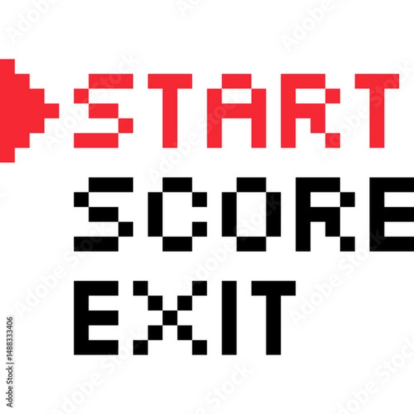Fototapeta Game buttons. Game options menu pixel style. Game interface 