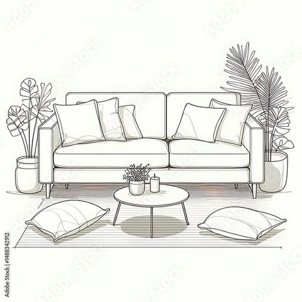 Fototapeta Sofa set interior design