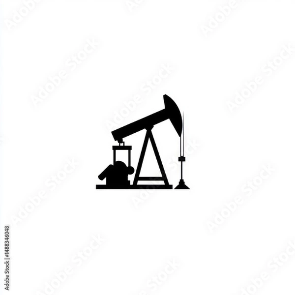 Fototapeta Oil pump jack extraction, desert background, energy industry icon