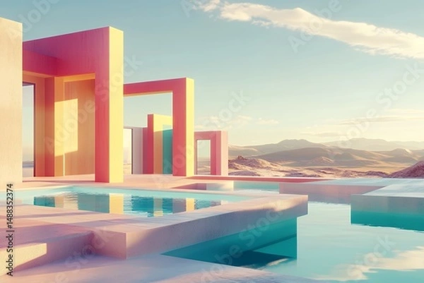 Fototapeta Pastel Architectural Dreamscape