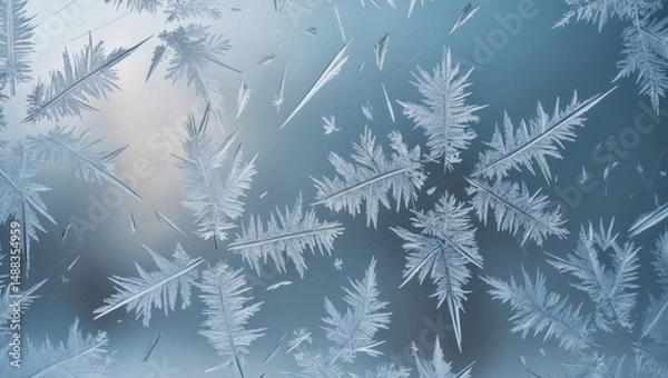 Obraz Cold frost designs on window glass. Winter texture