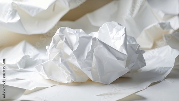 Obraz Wrinkled white paper, abstract background.