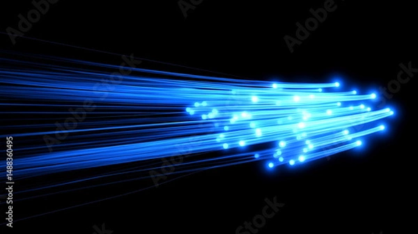 Fototapeta Fiber offers high efficiency, low loss, and strong interference resistance, making it the backbone of high-speed communication, modern internet, and the global information highway.