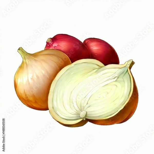 Fototapeta Onion Game Icon – Vegetable Ingredient Vector for Mobile Game UI, Flat Game Assets, and Isometric Cooking Inventory Icons